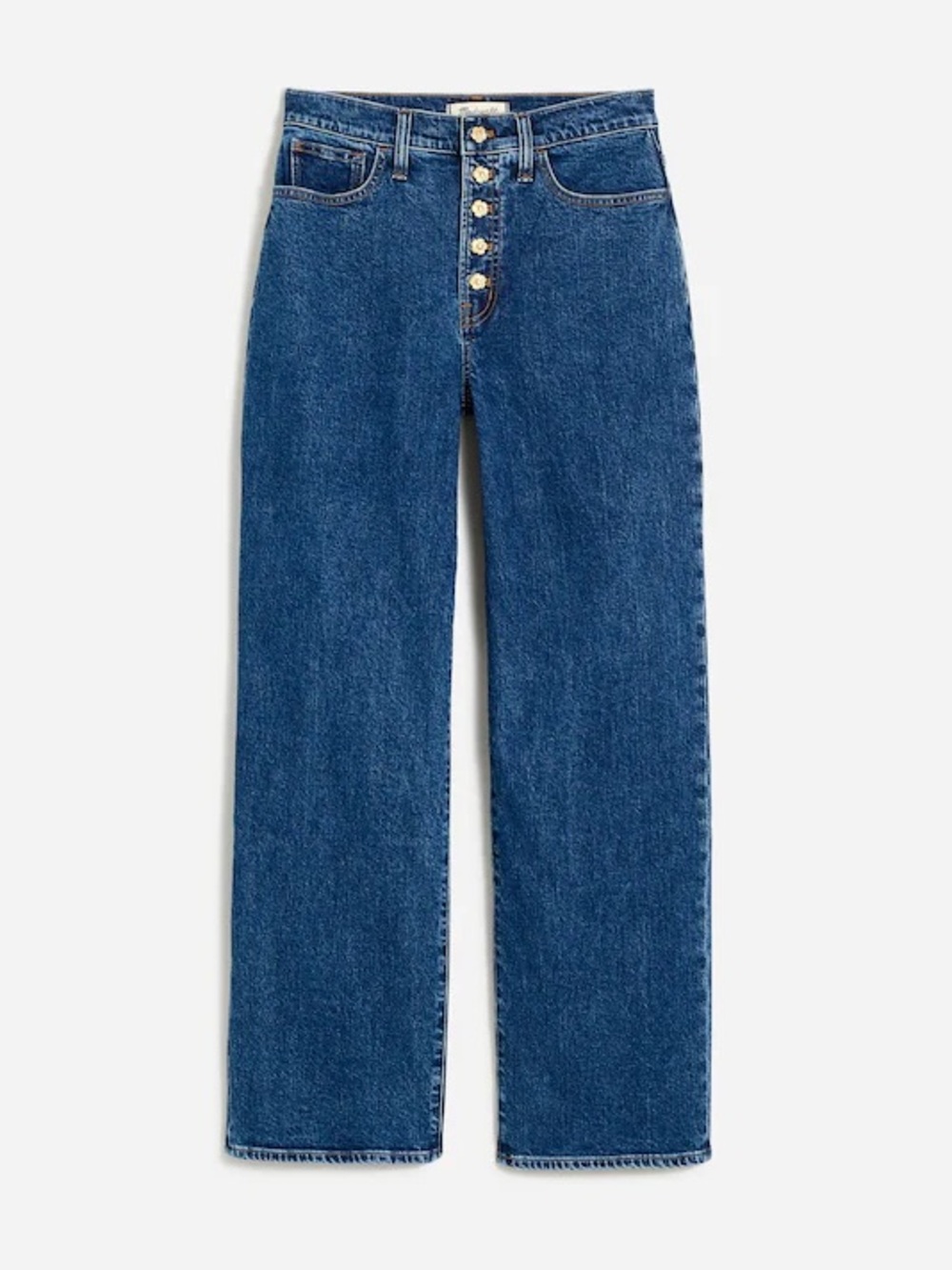 Madewell Perfect Vintage Wide Leg Crop Jean in Marbern Wash w/ Flower Buttons